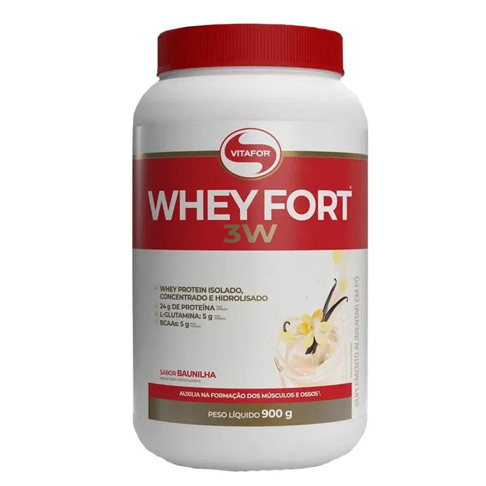 WHEY PROTEIN WHEY FORT 3W BAUNILHA VITAFOR 900G Unica
