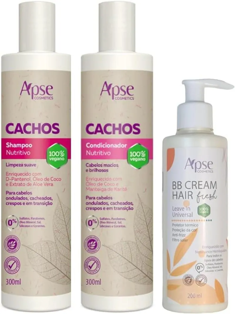 APSE CACHOS SHAMPOO E CONDICIONADOR E BB CREAM FRESH
