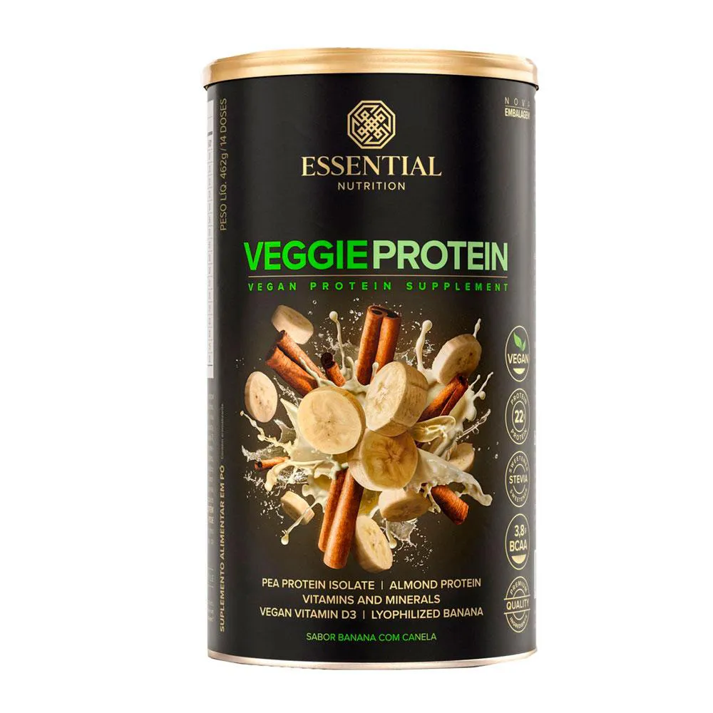 Suplemento de Proteína Vegetal Essential Nutrition Banana com Canela 462g