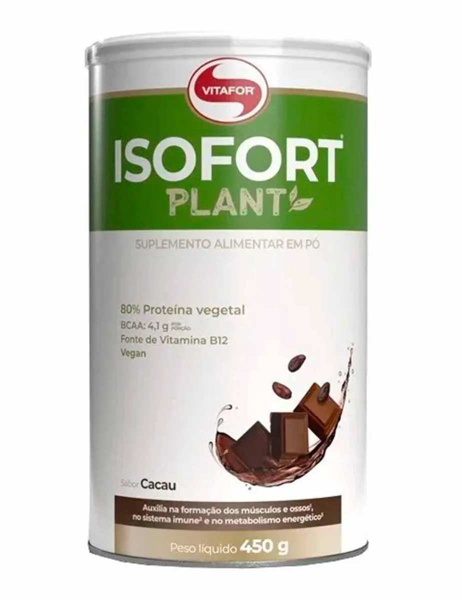 Proteína em Pó Vitafor Isolada Vegetal Isofort Plant Cacau 450g