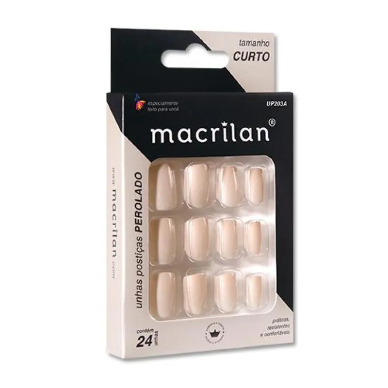 UNHAS POSTIçAS TAMANHO CURTO PEROLADO - MACRILAN - UP203A