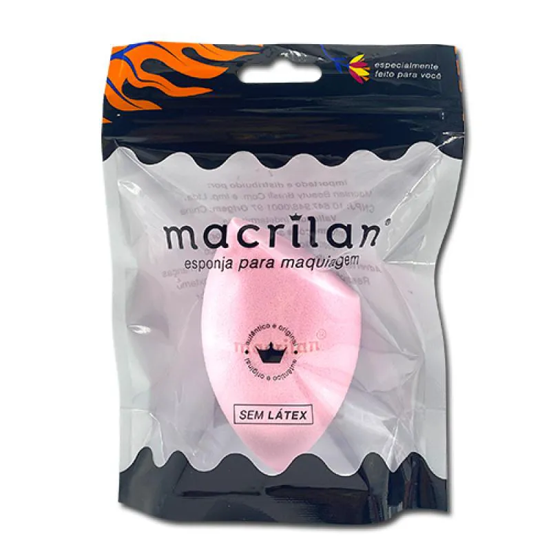 ESPONJA GOTA CHANFRADA PARA MAQUIAGEM - MACRILAN - EP10 Rosa Claro