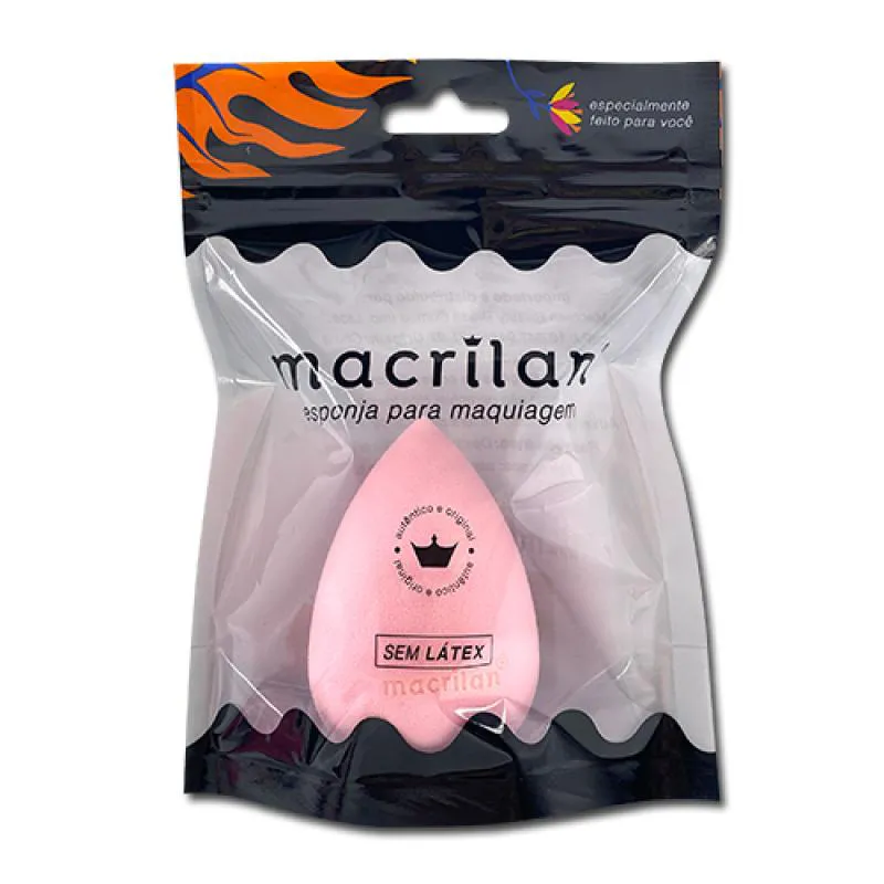 ESPONJA GOTA PARA MAQUIAGEM - MACRILAN - EP09 Rosa Claro
