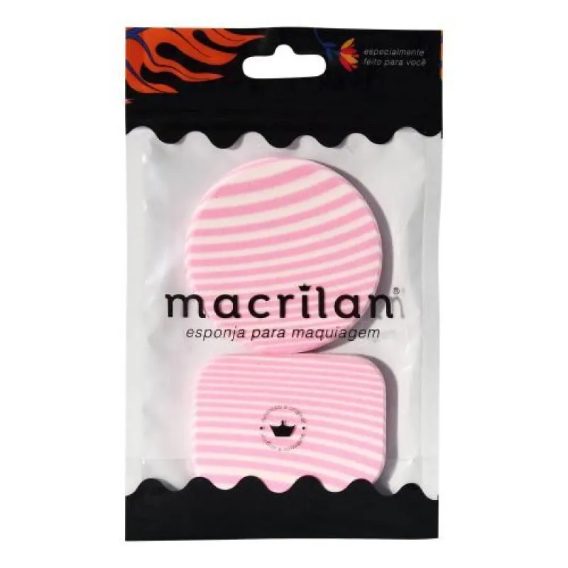 KIT COM 2 ESPONJAS REDONDA E RETANGULAR - MACRILAN - EJ1-1 Rosa Claro