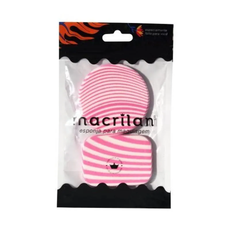 KIT COM 2 ESPONJAS REDONDA E RETANGULAR - MACRILAN - EJ1-1 Rosa