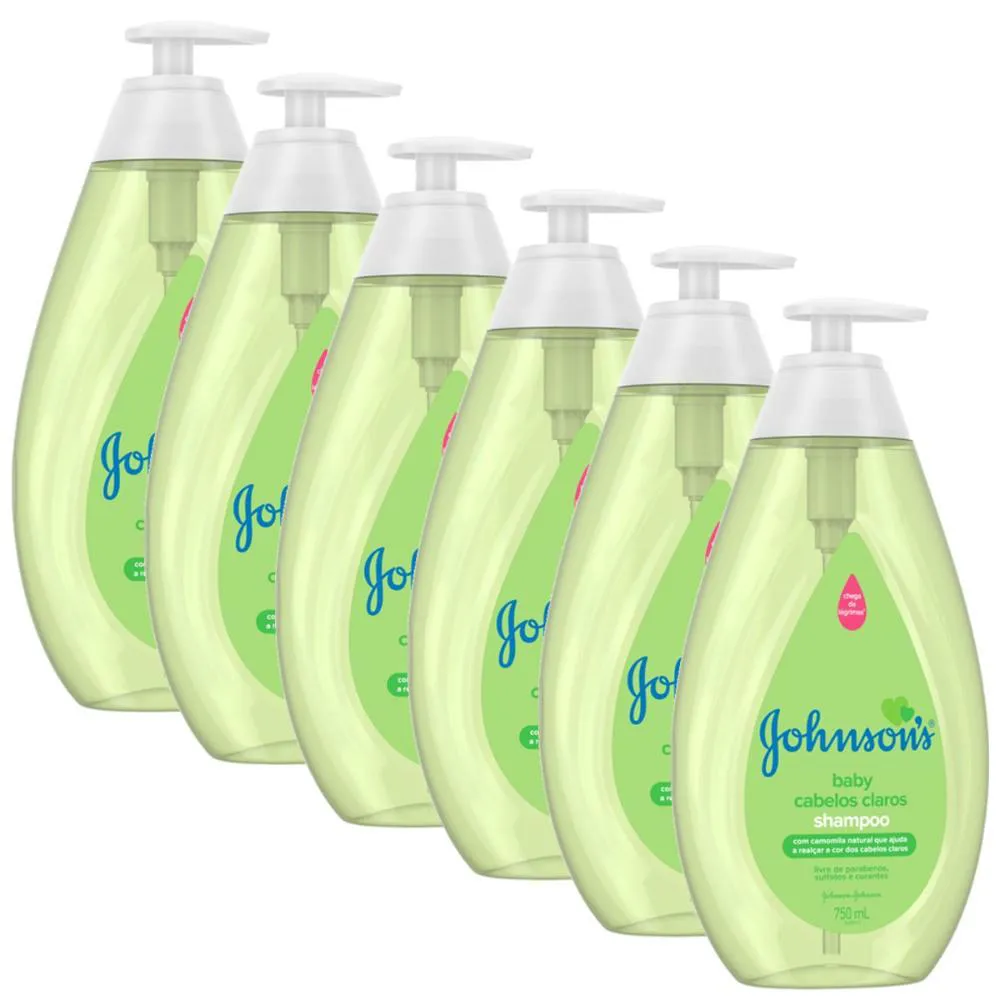 KIT 6 SHAMPOOS JOHNSON'S BABY CABELOS CLAROS 750ML