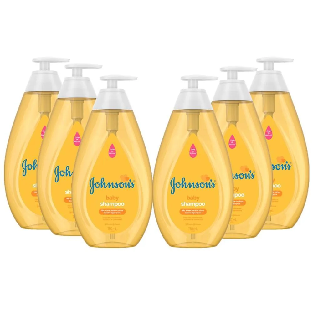 KIT 6 SHAMPOOS JOHNSON'S BABY REGULAR 750ML