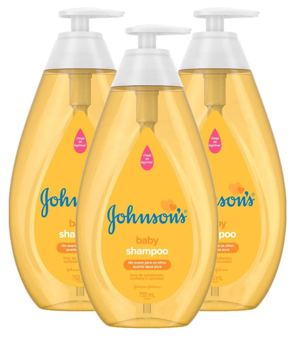 KIT 3 SHAMPOOS JOHNSON'S BABY REGULAR 750ML