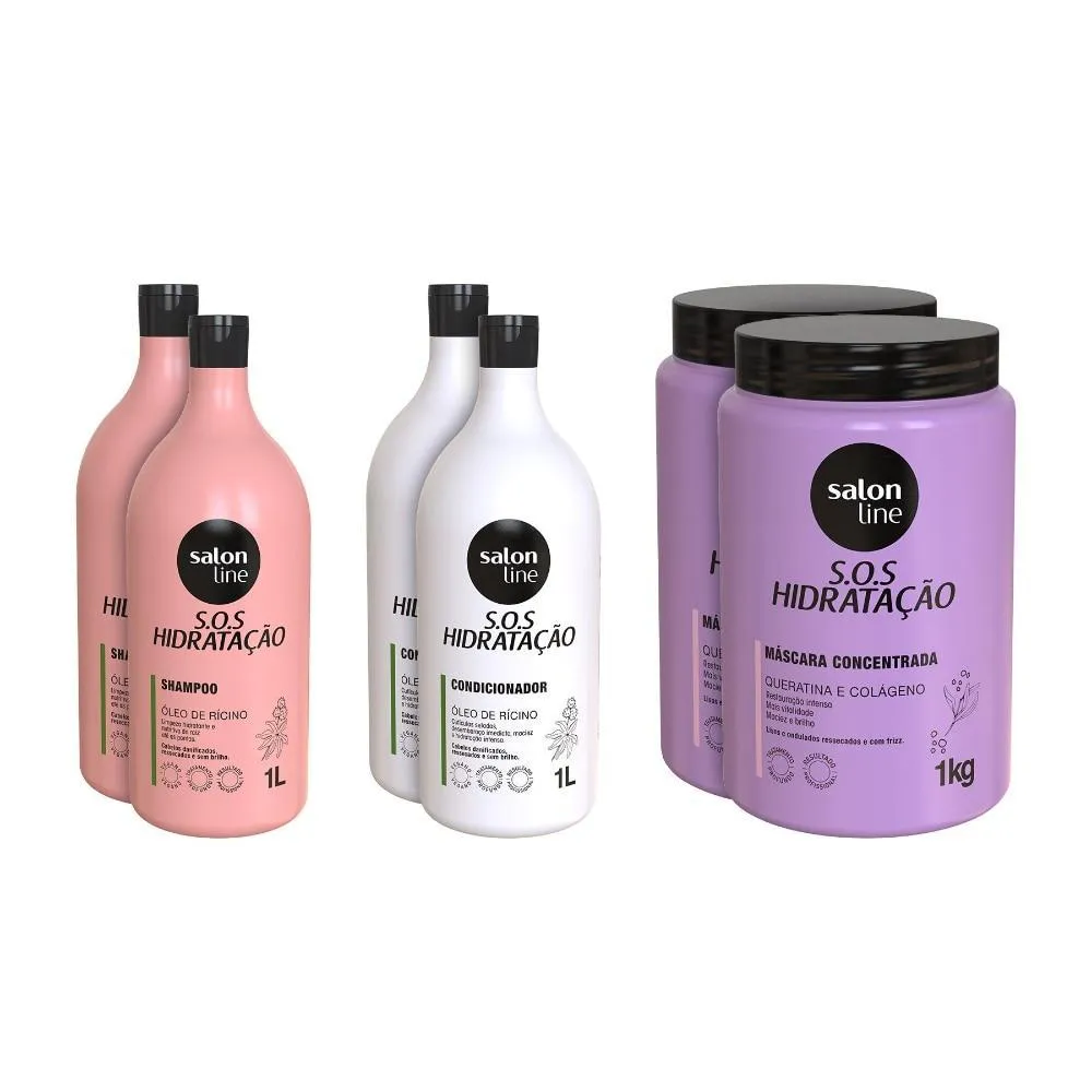 KIT DUPLINHA SOS HIDRATAçãO TURBINADO COM MáSCARA BIO-RECONSTRUçãO SALON LINE