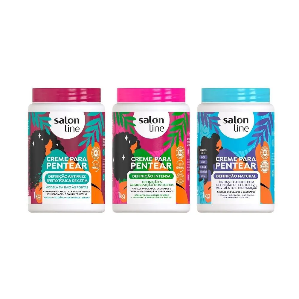 KIT COM 3 CREMES PARA PENTEAR DEFINIçãO SALON LINE