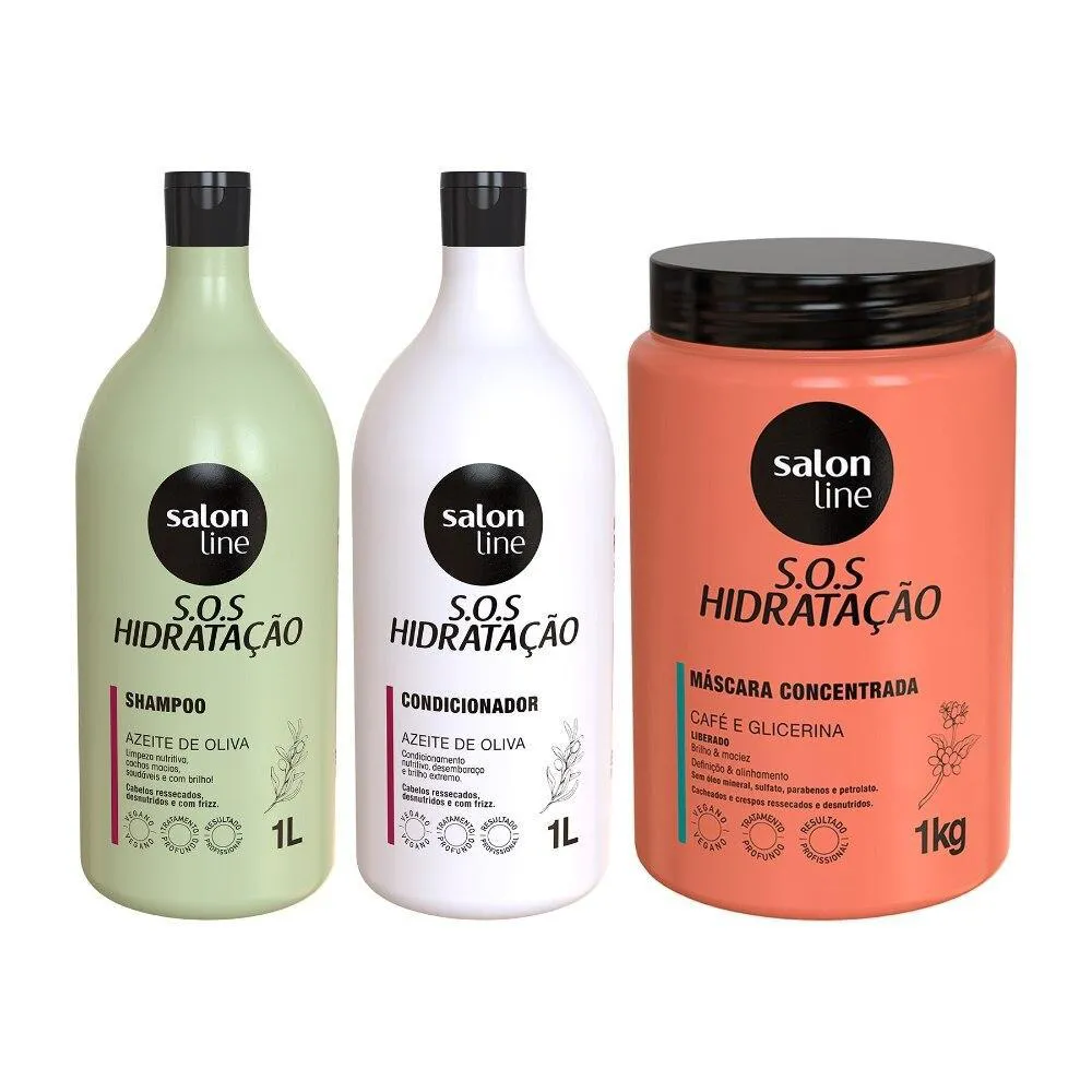 KIT SOS HIDRATAçãO ULTRA CACHOS COM MáSCARA CACHOS E CRESPO SALON LINE