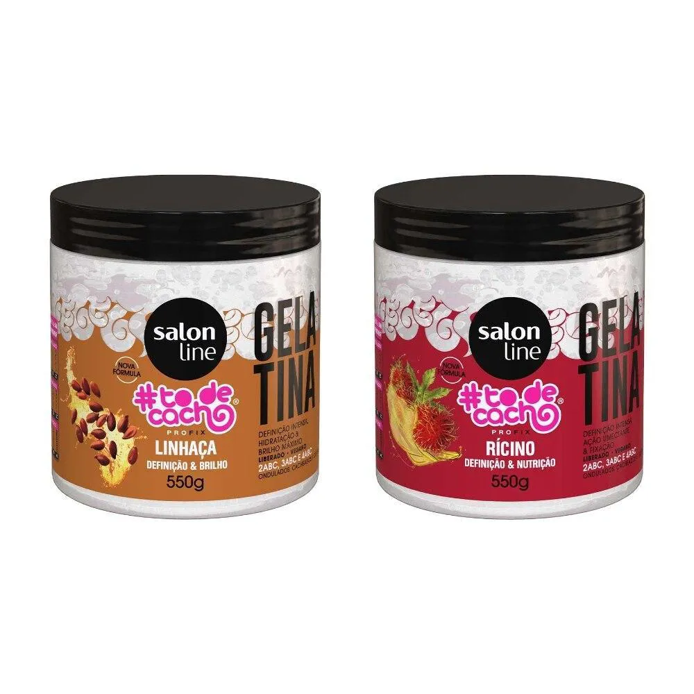 KIT GELATINA LINHAçA E GELATINA ÓLEO DE RíCINO TODECACHO SALON LINE