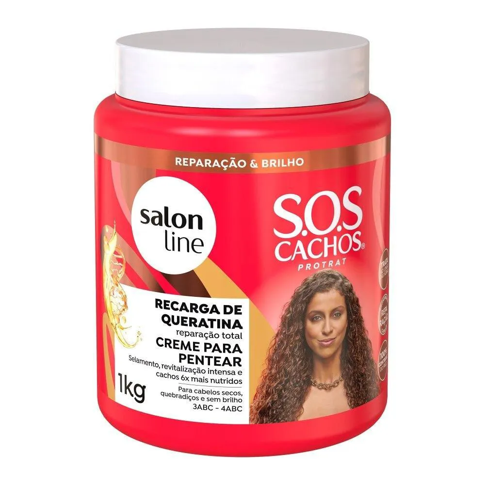 SOS CACHOS RECARGA DE QUERATINA - CREME PARA PENTEAR REPARAçãO ABSOLUTA - 1KG