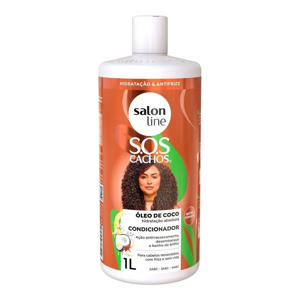 Condicionador Vegano Salon Line S.O.S Cachos Coco Tratamento Profundo 1L