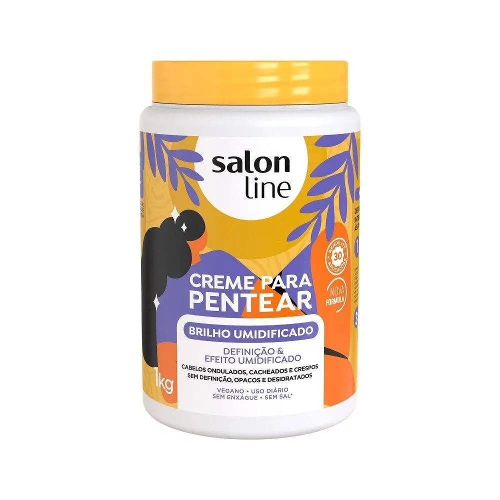 SALON LINE, CREME DE PENTEAR, BRILHO UMIDIFICADO, VEGANO - CABELOS ONDULADOS, CACHEADOS E CRESPOS, 1 KG