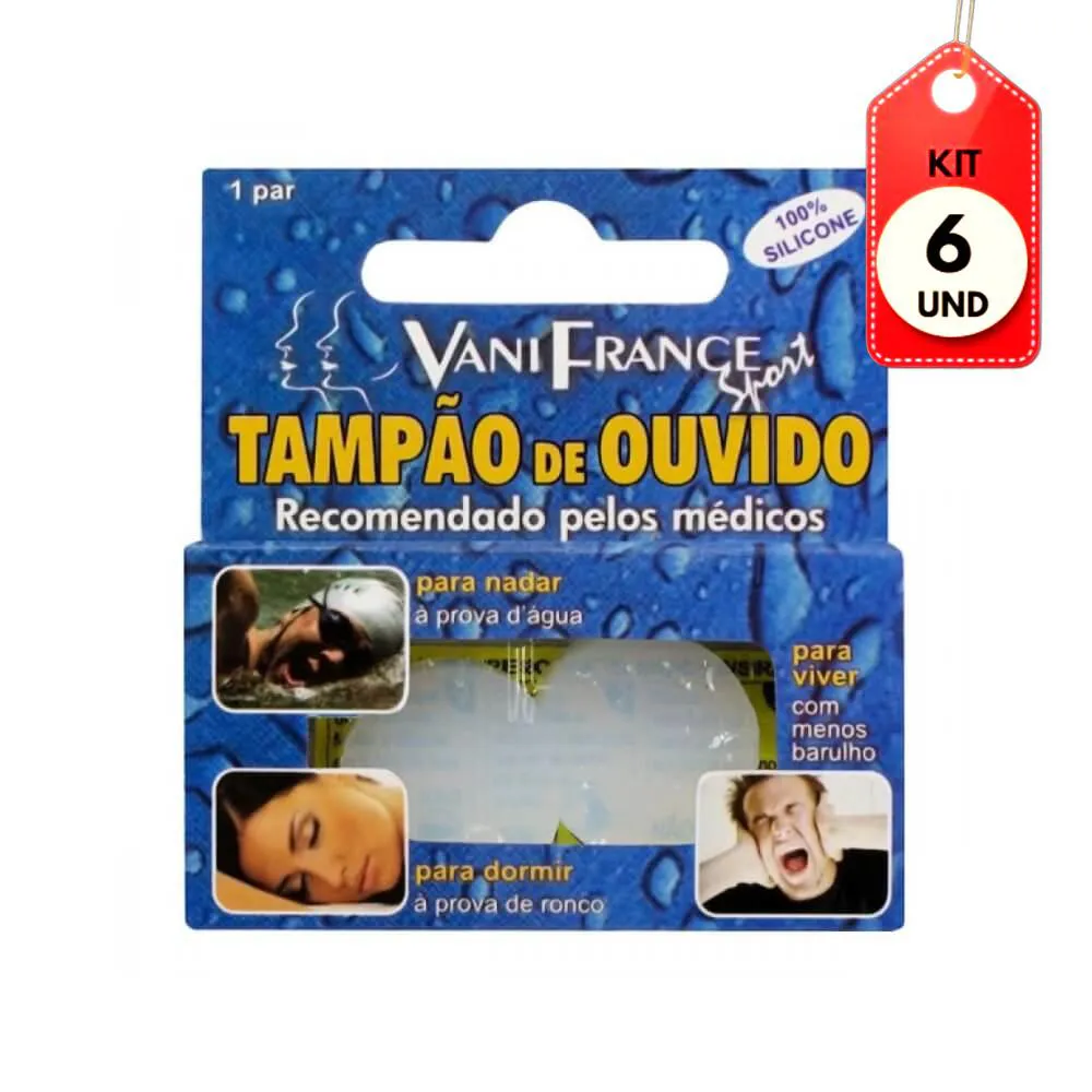 KIT C/06 VANIFRANCE TAMPãO P/ OUVIDO SILICONE C/2