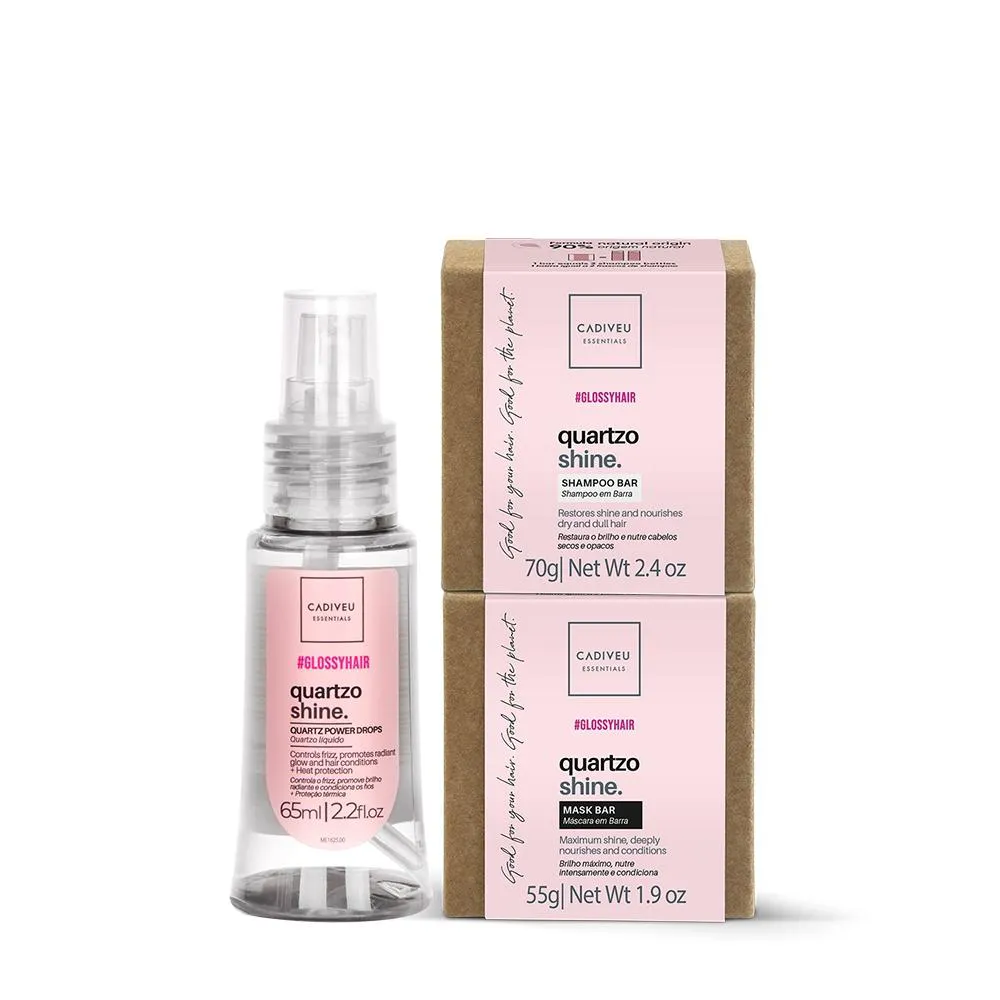 KIT CADIVEU PROFESSIONAL HAIR QUARTZO SHINE ÓLEO SHAMPOO EM BARRA E MáSCARA EM BARRA (3 PRODUTOS)