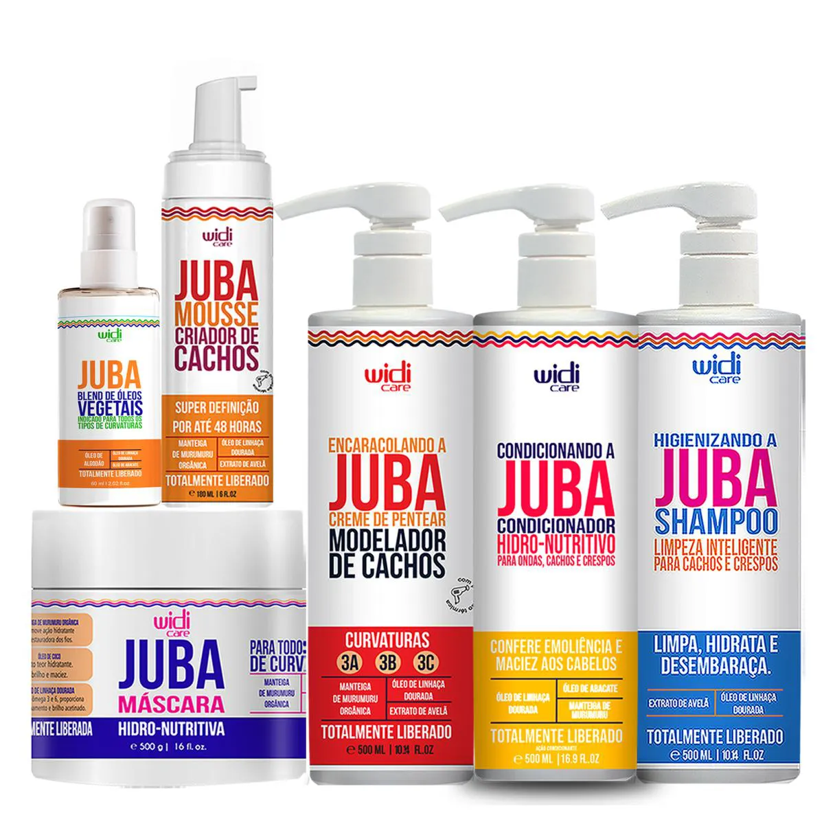 KIT WIDI CARE JUBA SHAMPOO, COND, ENCARACOLANDO BLEND MOUSSE