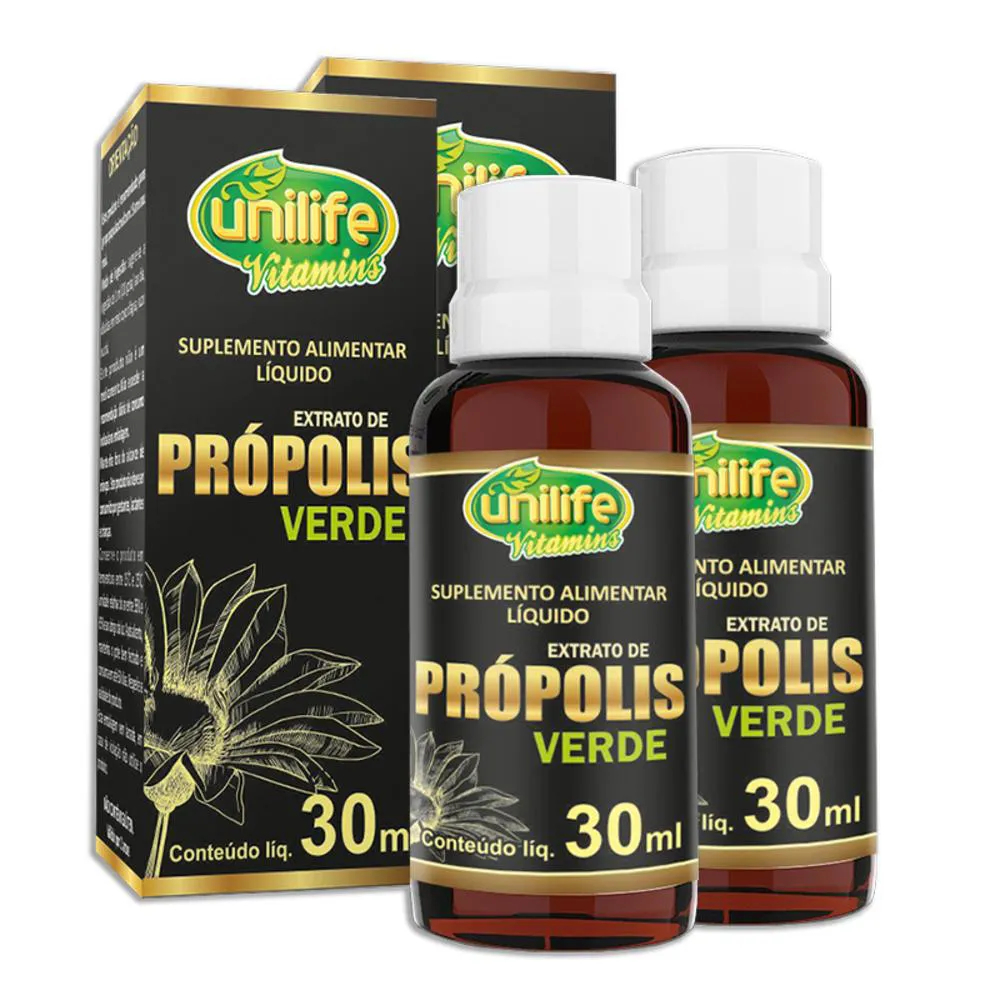 KIT 2 EXTRATO DE PRóPOLIS VERDE UNILIFE 30ML
