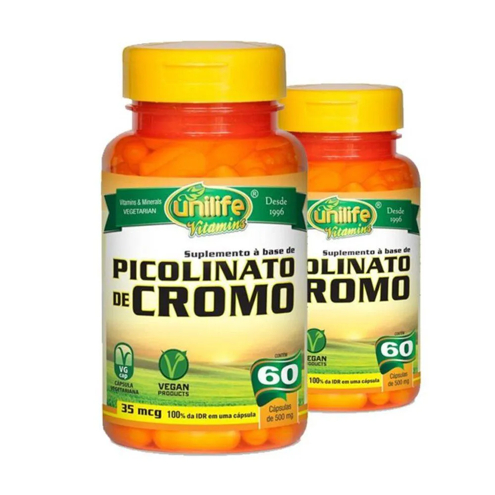 KIT 2 PICOLINATO DE CROMO UNILIFE 60 CáPSULAS