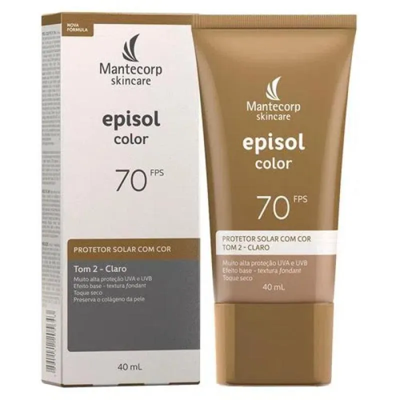 PROTETOR SOLAR FACIAL EPISOL COLOR FPS70 TOM 2 CLARO 40ML