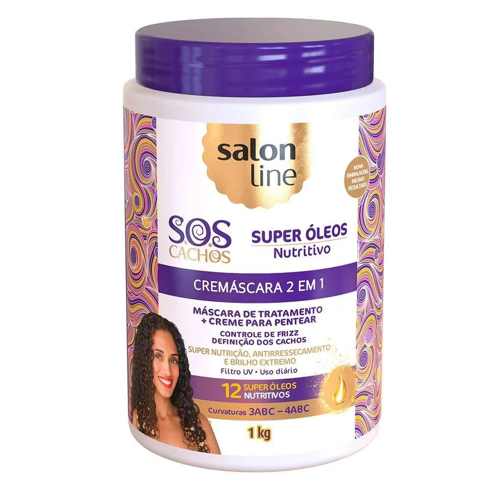 CREMáSCARA SALON LINE SOS 2 EM 1 SUPER ÓLEOS 1KG