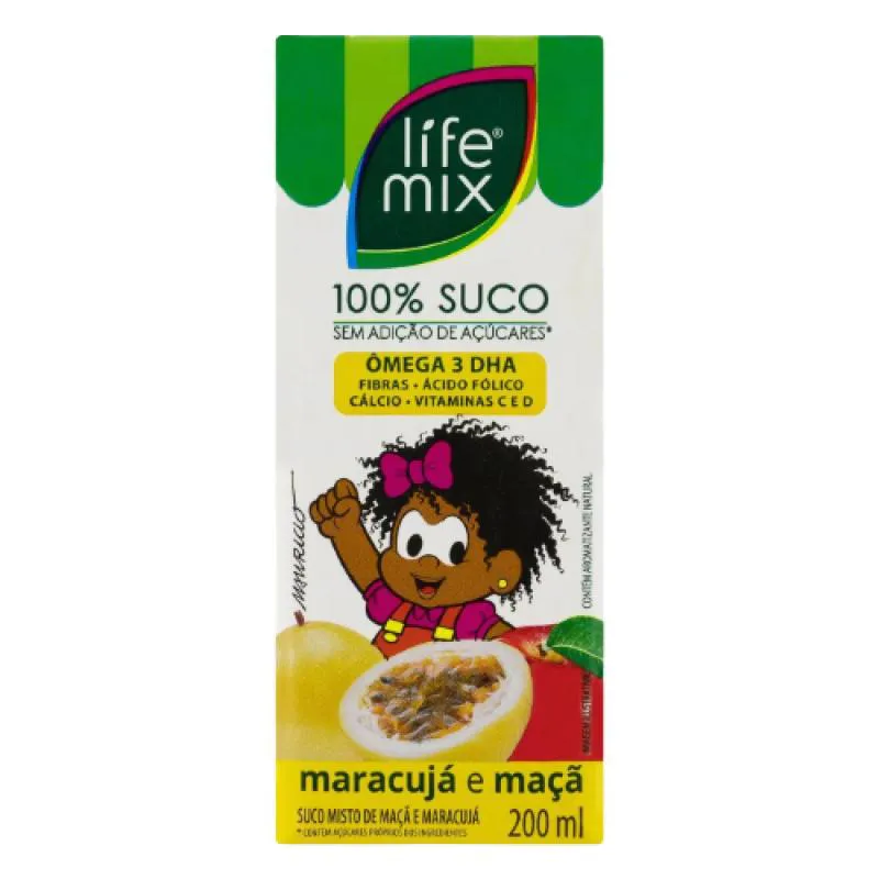 SUCO SABOR MARACUJá/MAçã KIDS FUNCIONAL SEM AçUCAR LIFE MIX 200ML