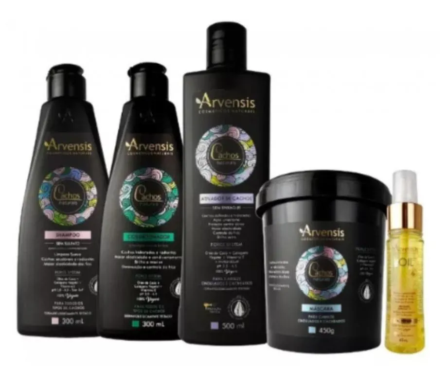 KIT ARVENSIS CACHOS SHAMPOO CONDICIONADOR ATIVADOR MáSCARA OLEO TEC OIL