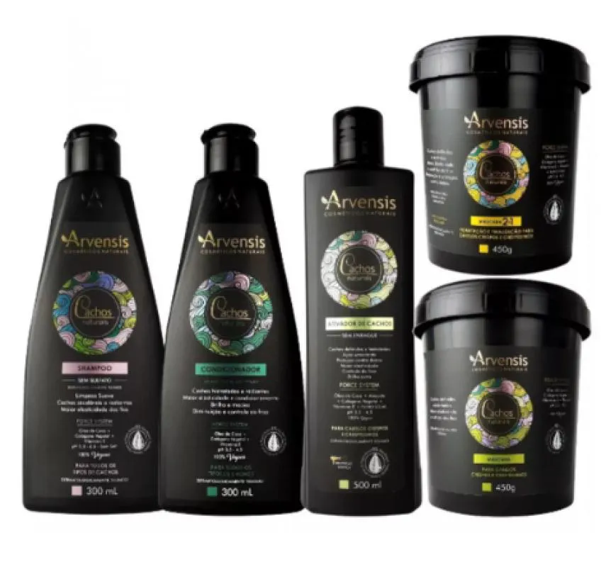 KIT ARVENSIS CACHOS SHAMPOO CONDICIONADOR ATIVADOR MáSCARA CACHOS CRESPOS E CRESPíSSIMOS MáSCARA 2X1 CRESPOS E CREPISSIMOS