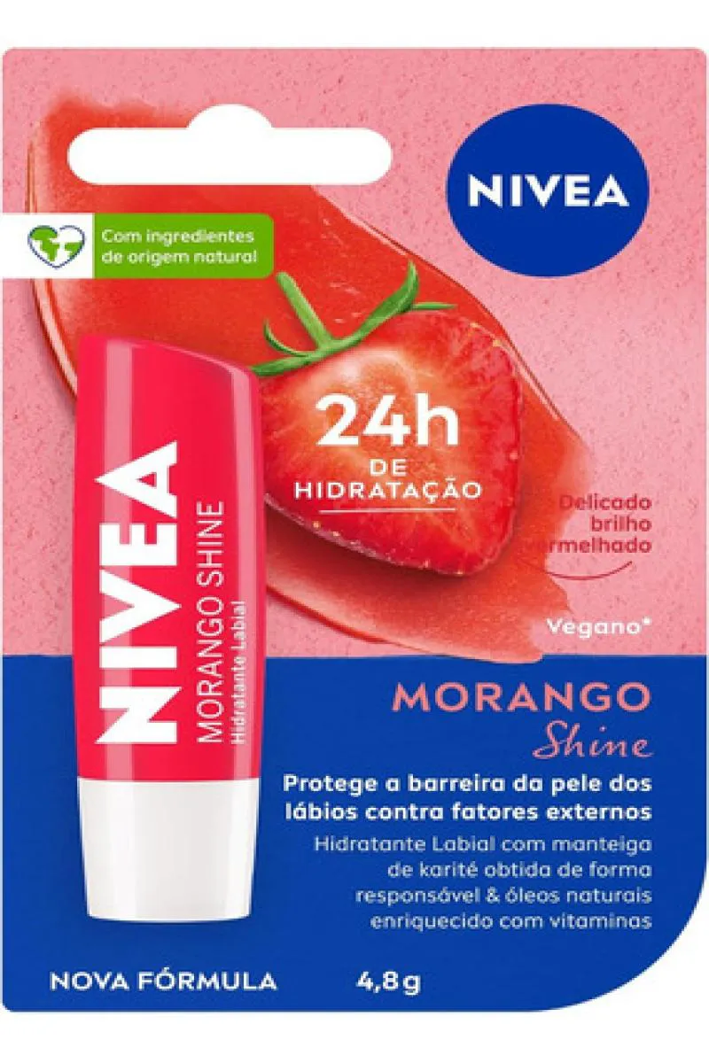 PROTETOR LABIAL MORANGO SHINE NIVEA BASTãO 4,8G