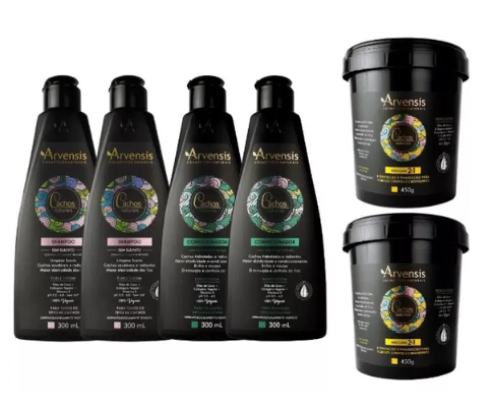 KIT ARVENSIS CACHOS 2 SHAMPOO 2 CONDICIONADOR 2 MASCARA 2X1