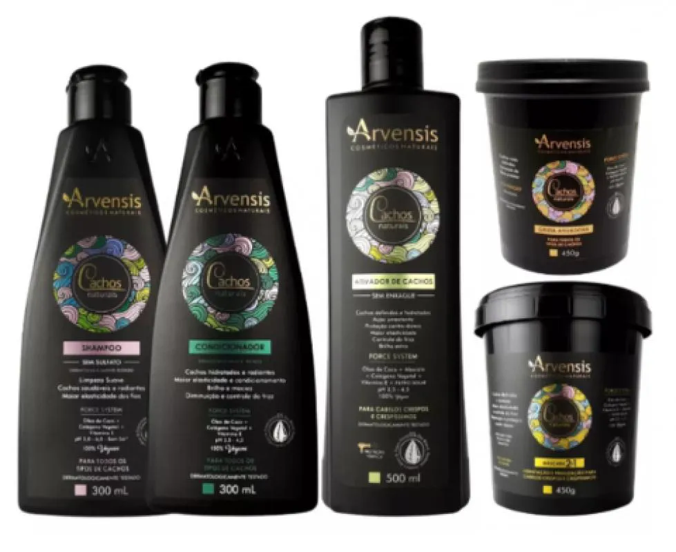 KIT ARVENSIS CRESPOS SHAMPOO CONDICIONADOR ATIVADOR MASCARA 2X1 GELEIA ALTA
