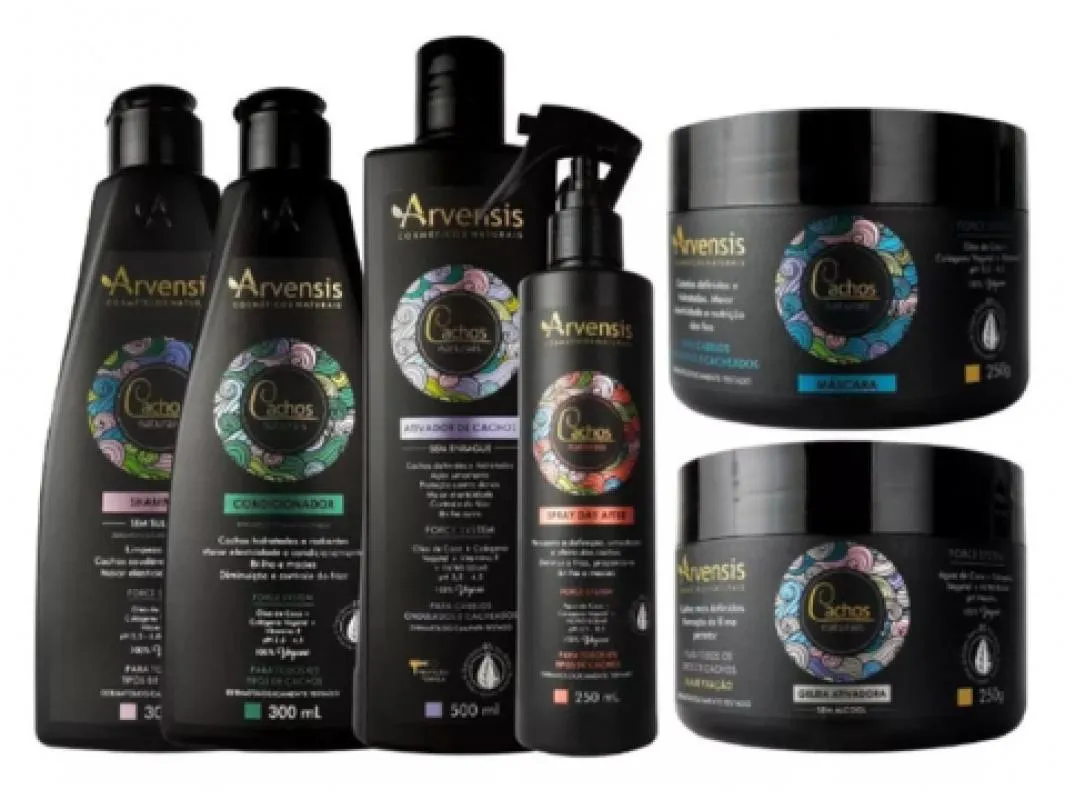 KIT CACHOS ARVENSIS ONDULADO SHAMPOO CONDICIONADOR MASCARA ATIVADOR GELEIA SPRAY