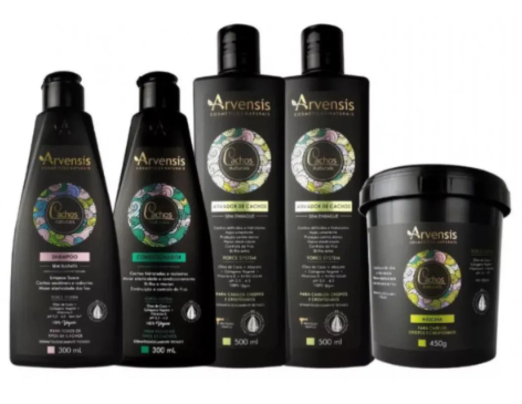 KIT ARVENSIS CACHOS SHAMPOO CONDICIONADOR MASCARA 2 ATIVADOR 500ML CRESPO CRESPíSSIMOS