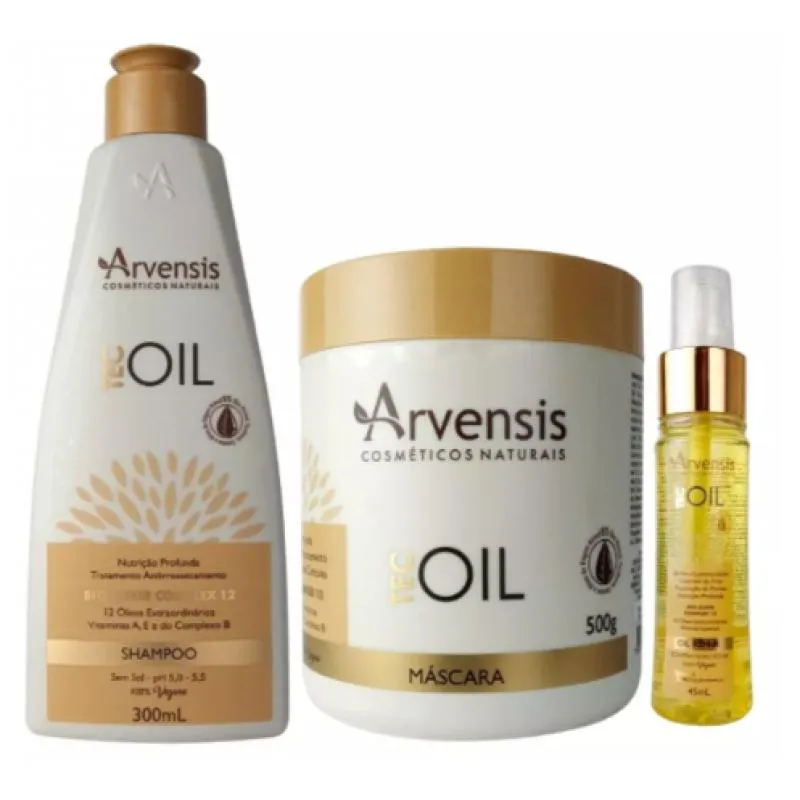 KIT ARVENSIS TEC OIL SHAMPOO MáSCARA 500G FINALIZADOR