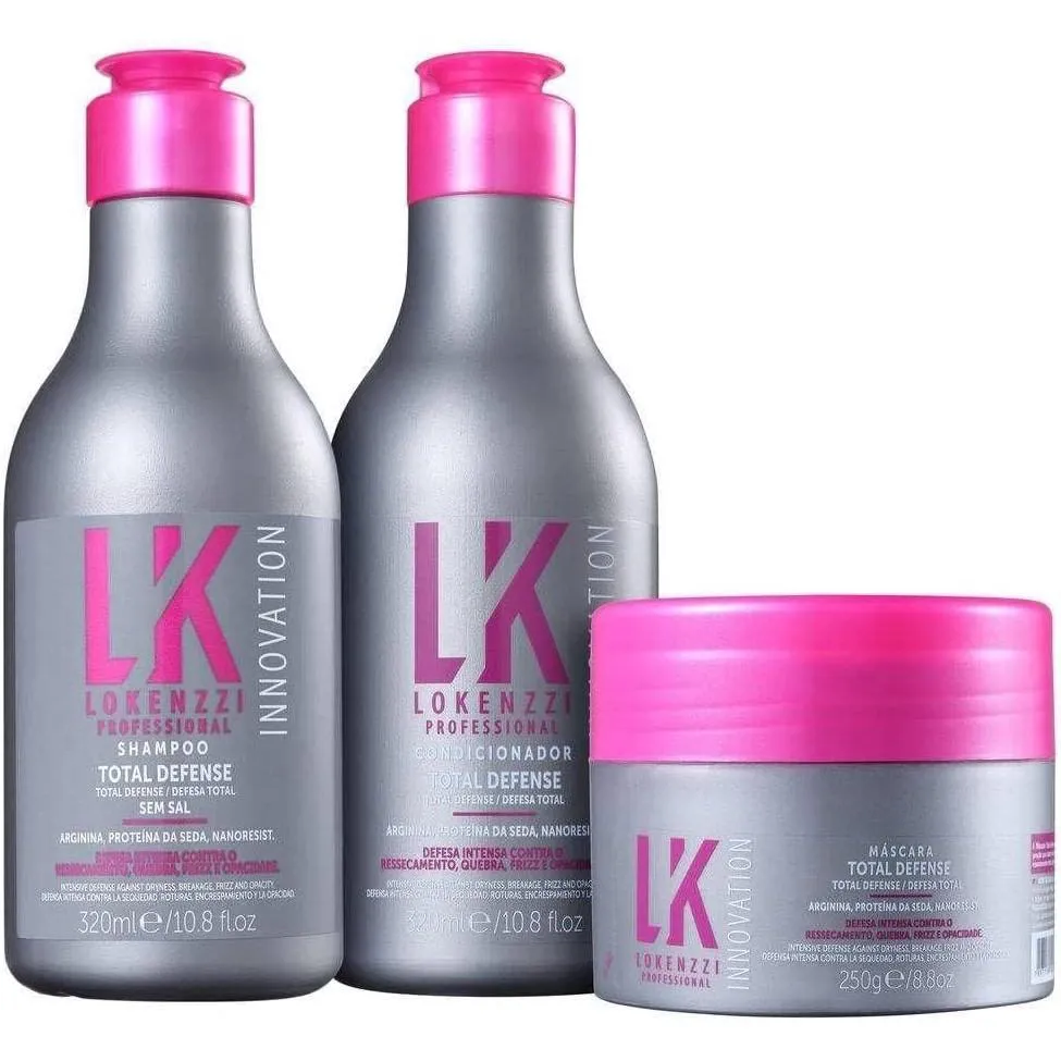 KIT LOKENZZI TOTAL DEFENSE SHAMPOO / CONDICIONADOR / MáSCARA - CABELOS DANIFICADOS, PROTEçãO DIáRIA