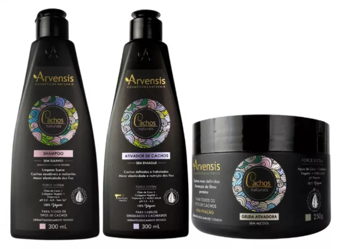 KIT ARVENSIS CACHOS SHAMPOO ATIVADOR ONDULADO GELEIA ALTA