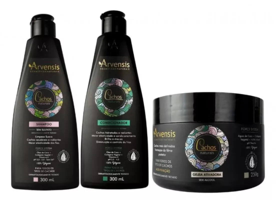 KIT ARVENSIS CACHOS SHAMPOO + CONDICIONADOR + GELEIA ALTA