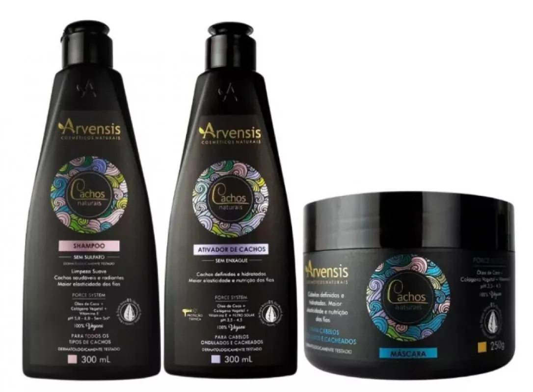 KIT ARVENSIS CACHOS NATURAIS ONDULADOS SHAMPOO ATIV MASCARA