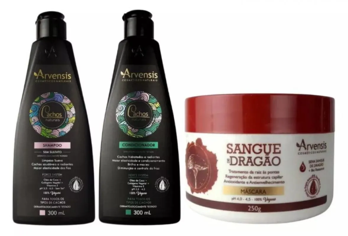 KIT ARVENSIS CACHOS SHAMPOO COND + MáSCARA SANGUE DE DRAGãO