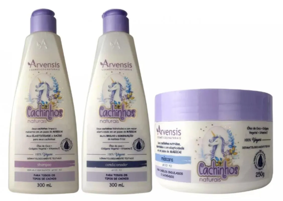 KIT ARVENSIS CACHINHOS INFANTIL ONDULADOS SHAMPOO COND MASC