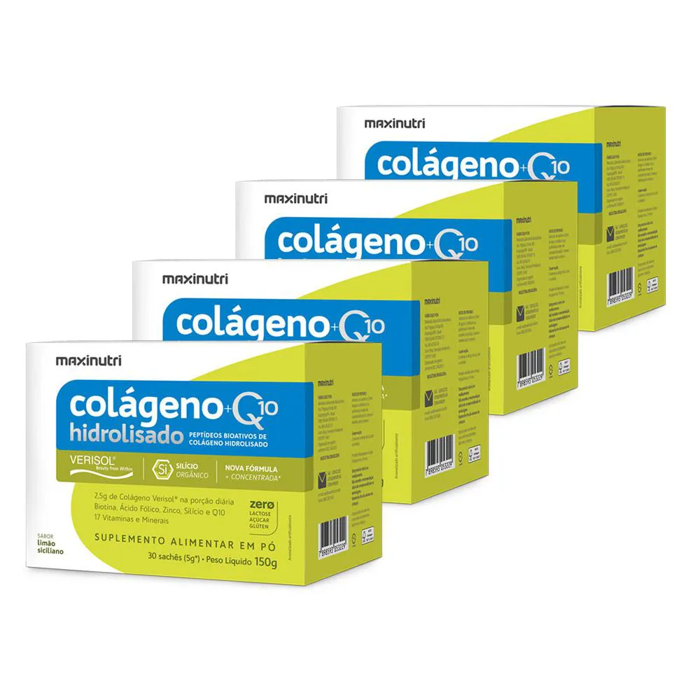 KIT 4 COLáGENO VERISOL 30 SACHêS LIMãO SICILIANO COM Q10 MAXINUTRI