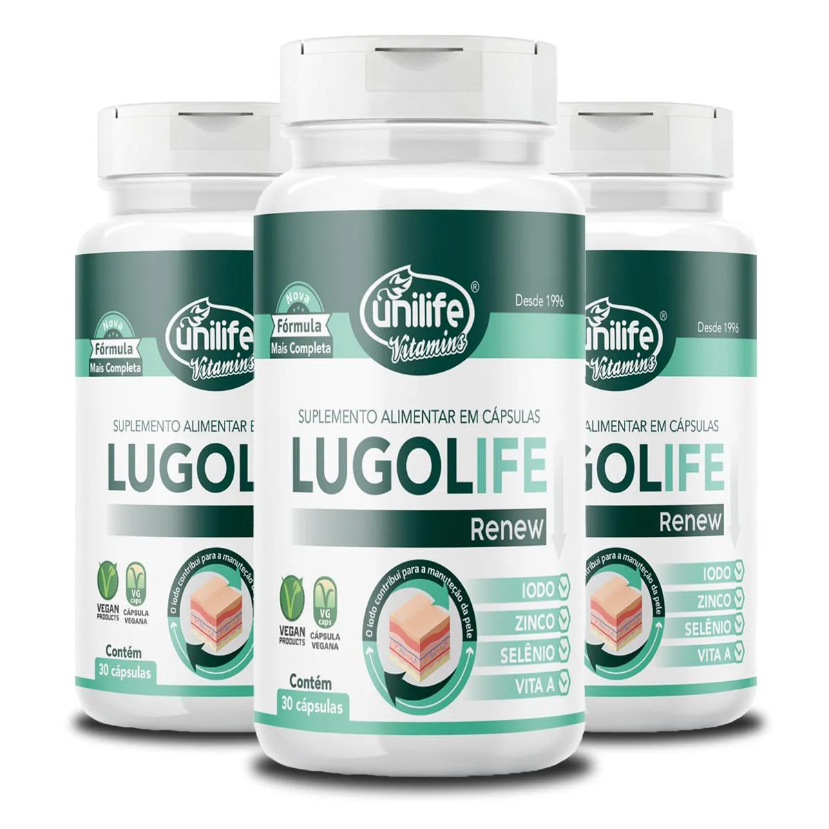 KIT 3 LUGOLIFE RENEW UNILIFE 30 CáPSULAS