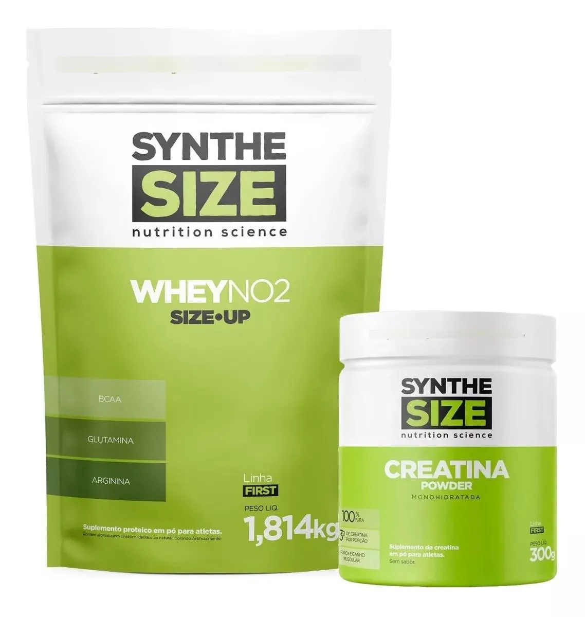 KIT WHEY NO2 (1,8 KG) + CREATINA PURA (300G) SYNTHESIZE - SABOR CHOCOLATE