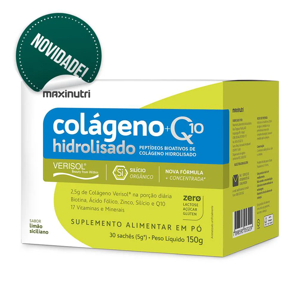 COLáGENO VERISOL 30 SACHêS LIMãO SICILIANO + Q10 E SILICIO ORGâNICO MAXINUTRI