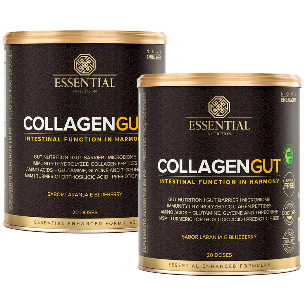 KIT 2X COLLAGEN GUT - LARANJA E BLUEBERRY - 400G CADA - ESSENTIAL NUTRITION