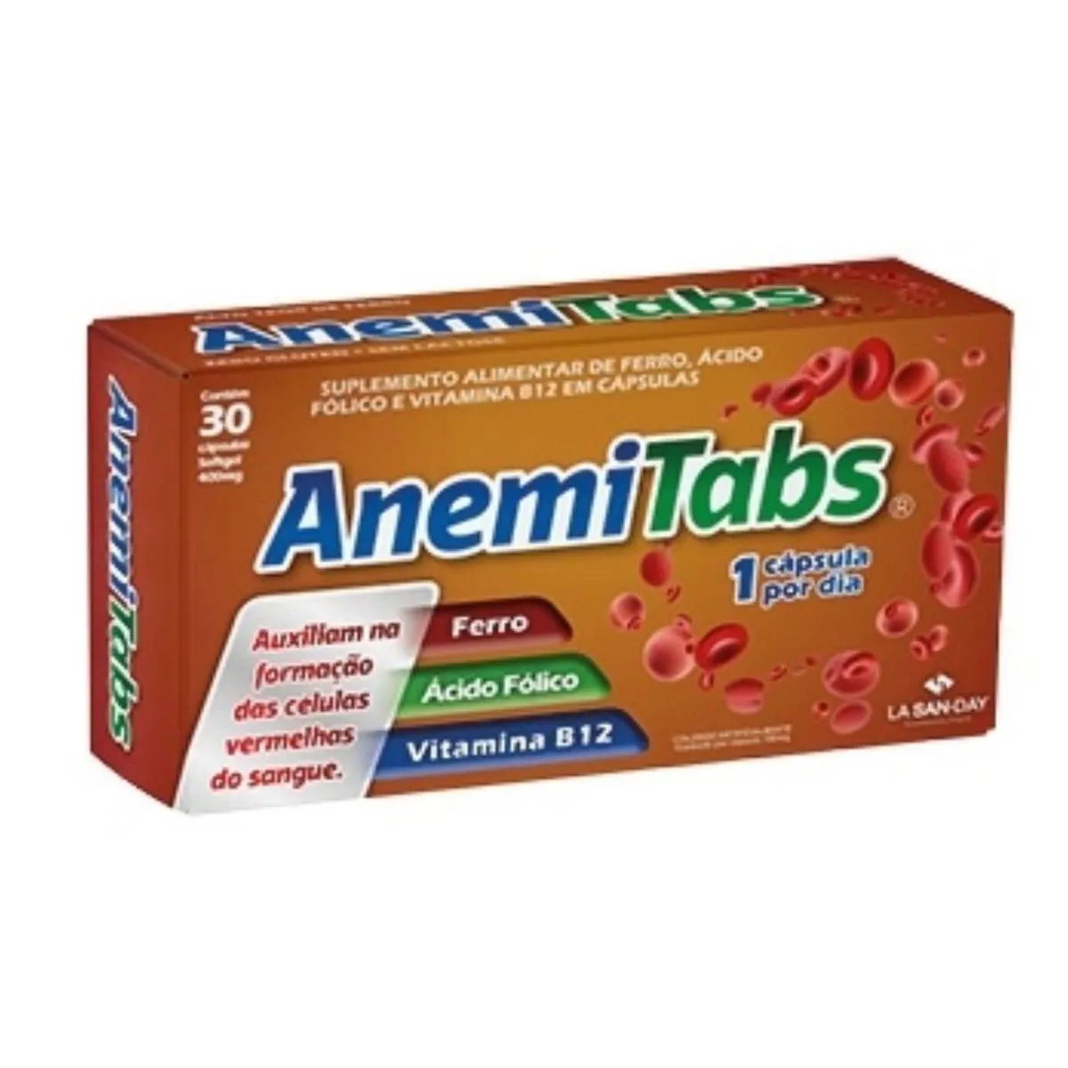 KIT 2 UNIDADES ANEMITABS SUPLEMENTO ALIMENTAR 30 COMPRIMIDOS LAN SAY DAY CADA