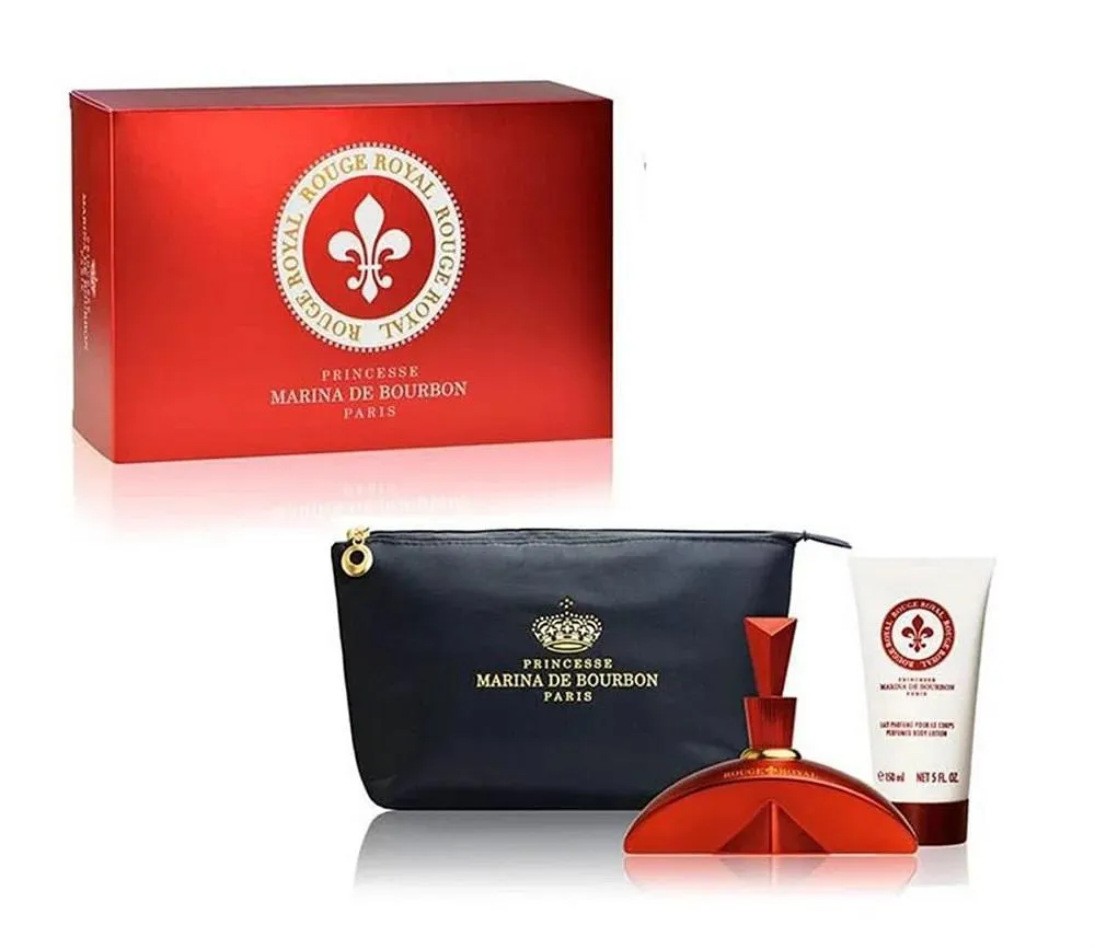 Kit Rouge Royal Princess Marina de Bourbon Feminino Eau de Parfum 100ml + Loção Corporal 100ml + Necessaire
