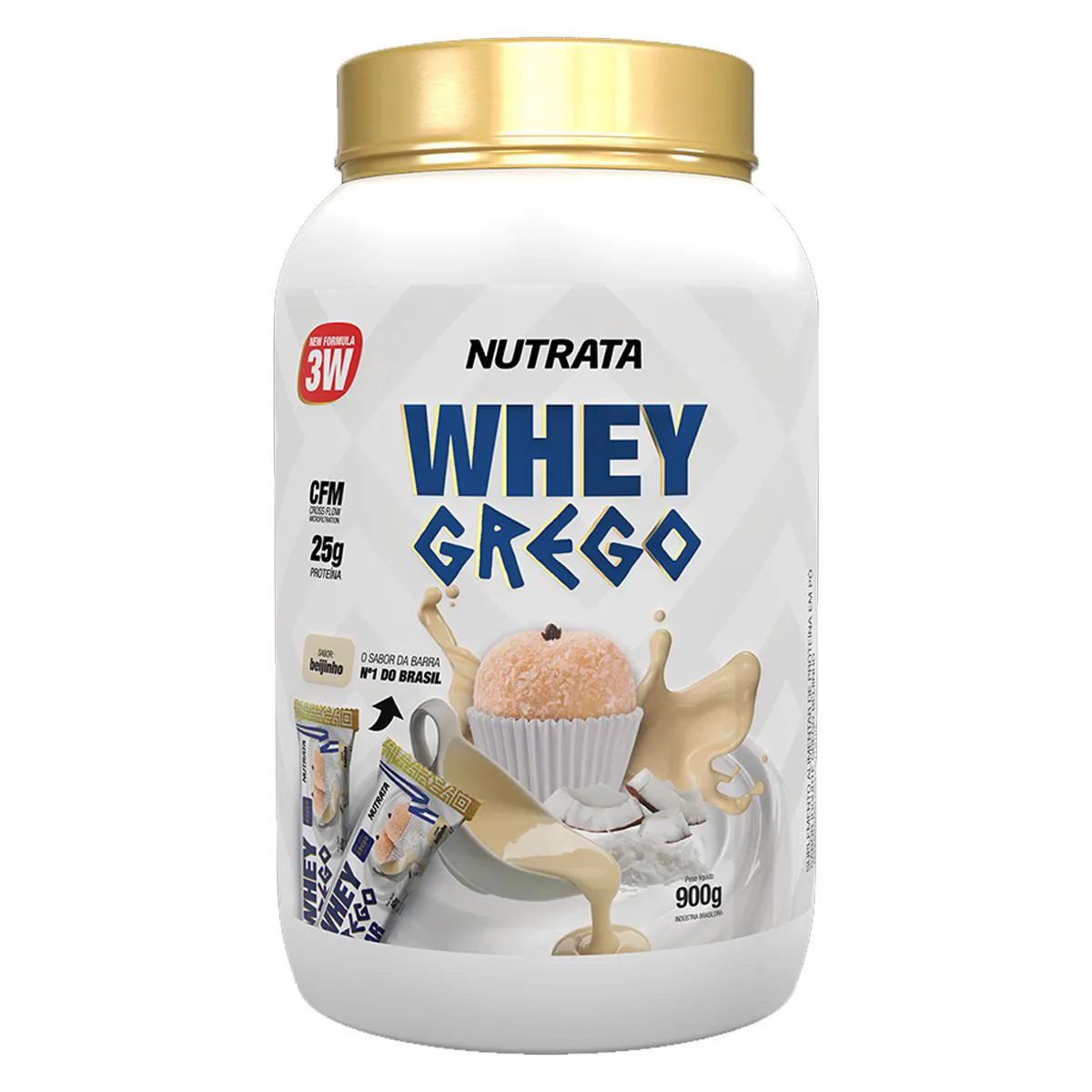 Whey Protein Nutrata Grego Vitamina de Frutas 900g 