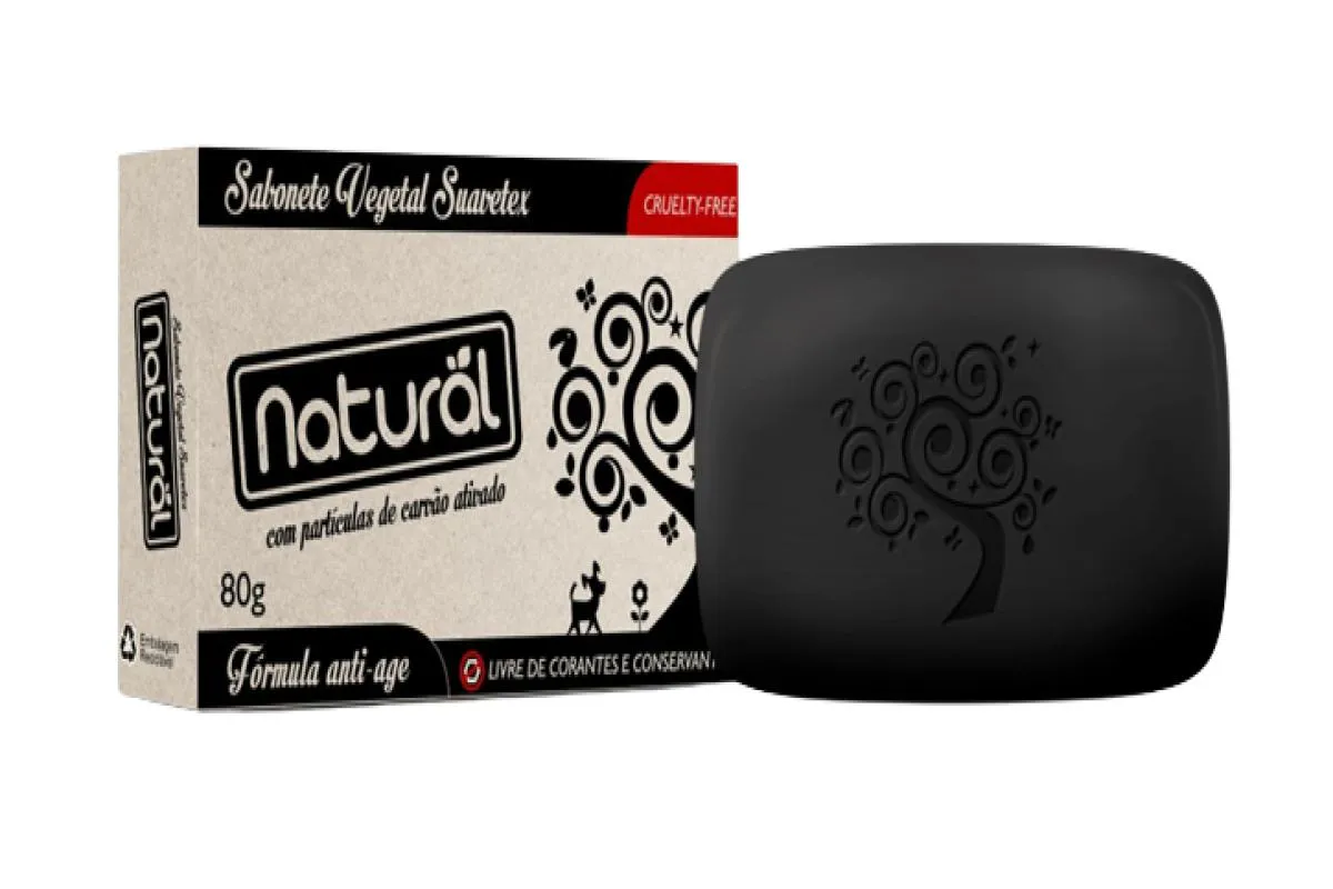 KIT 3X: SABONETE CARVãO ATIVADO NATURAL 80G